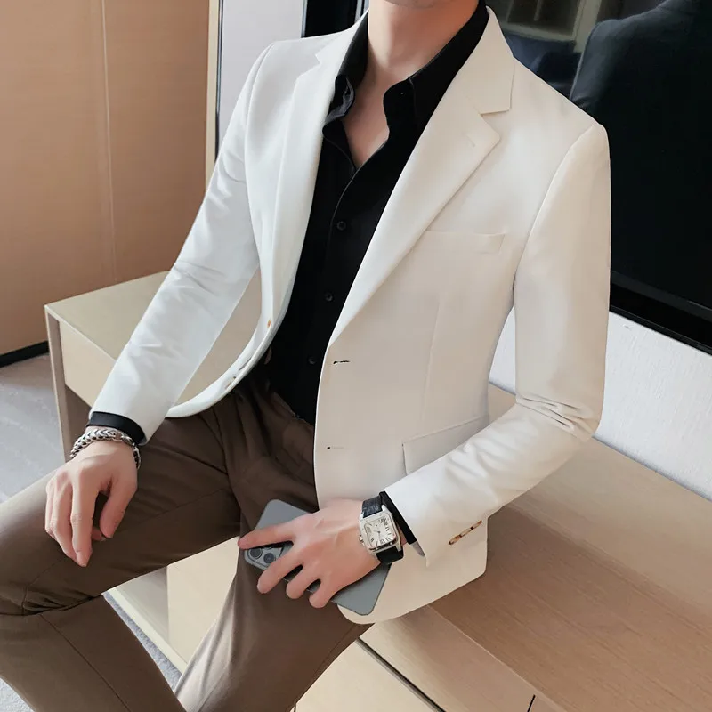 2023 High Quality Solid Single Button Casual Blazer Men\'s Korean Simple Business Elegant Fashion Party Slim Fit Suit Jacket 4XL