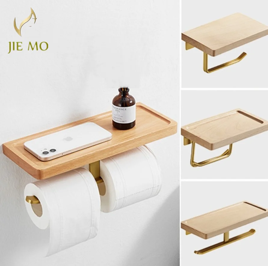 Toilet roll box paper holder Toilet roll paper beech wood holder paper towel roll holder double use