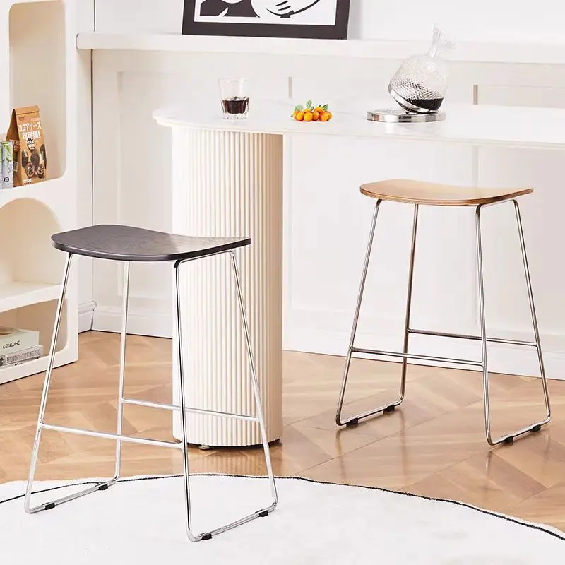 Nordic High Foot Bar Stool Iron Art Home Thickened Italian Minimalist Light Luxury Commercial Creative Display Cashier
