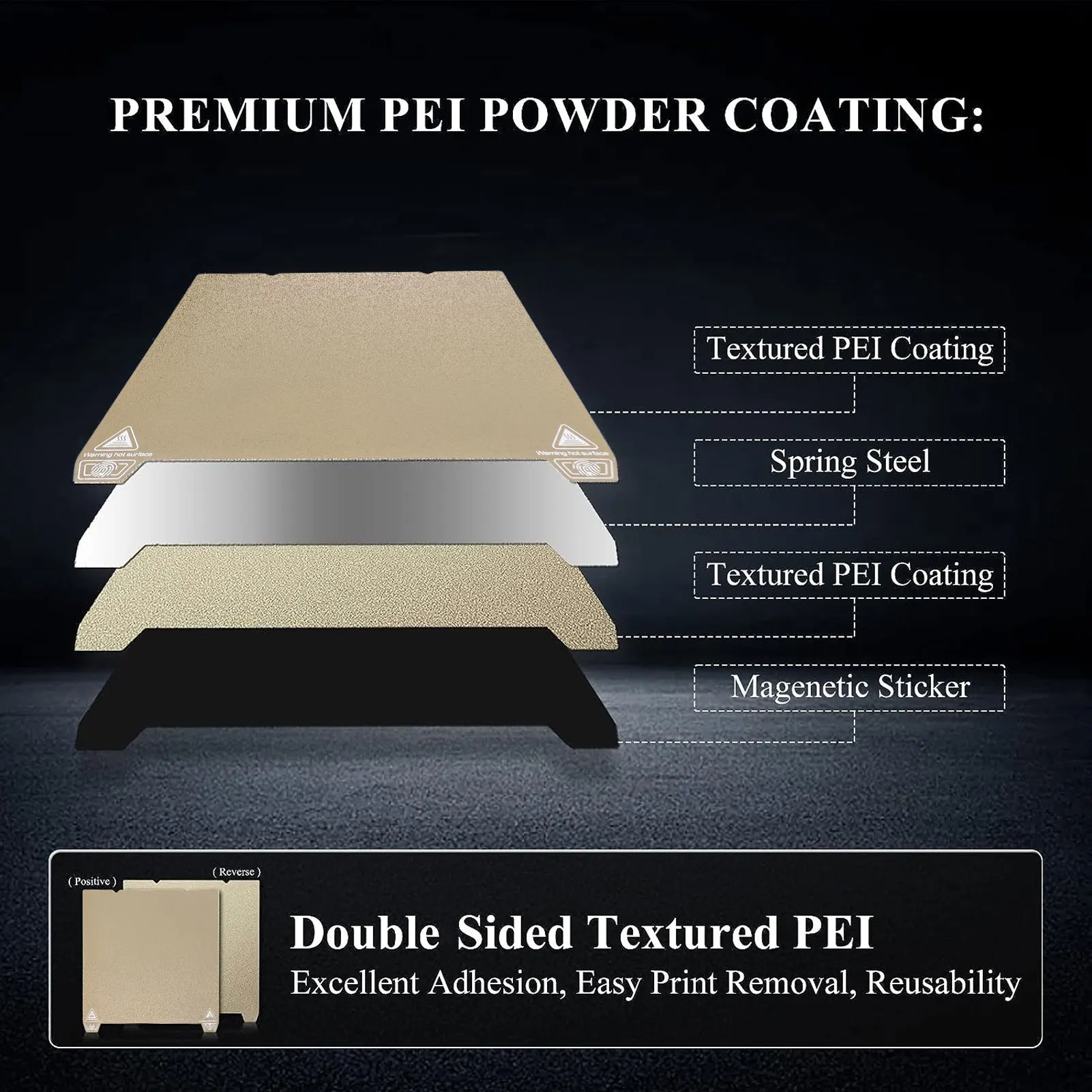 PEI Sheet PEI Board High Temperature Resistant Double Sided Textured 235 X 235mm Soft Easy To Install Magnetic for Ender 3 Pro