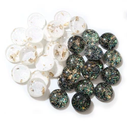 New Style 40pcs 12mm 10mm 8mm Black White Built-in Gold Color leaf Style Flat back Resin Cabochons Fit 8-12 mm Cameo Cabochons