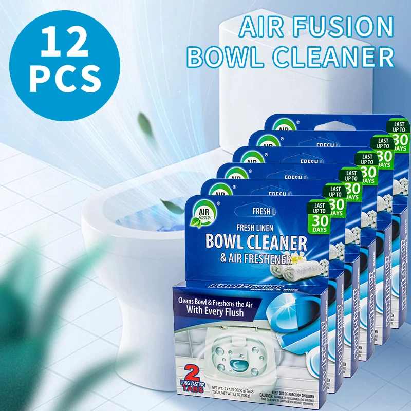 Air Fusion Automatic Toilet Bowl Cleaner Tablets 12 Pc 6 Pack  Linen Scent Slow-Releasing Toilet Tank Cleaners for Deodorizing