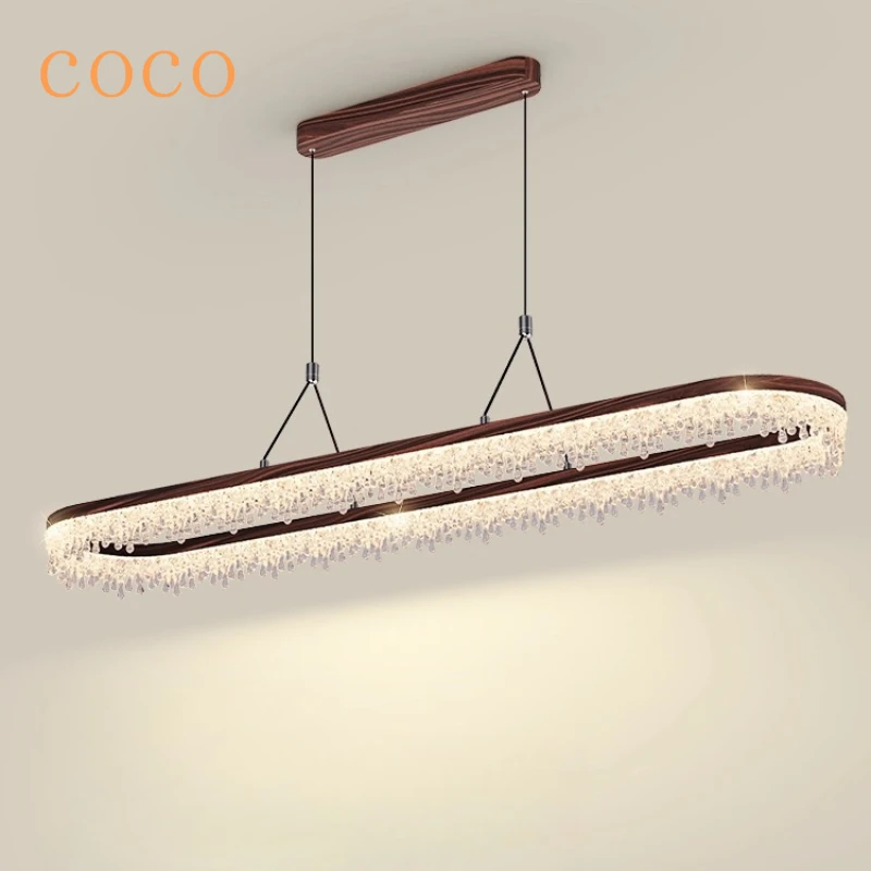 

Middle antique walnut color minimalist luxury restaurant pendant light LED Nordic home decoration dining table and study light