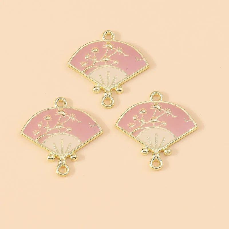 Citroen 10pcs New Cute Lucky Chinese Plum Blossom Bamboo Fan Charms pendenti per Neckalce accessori per la creazione di gioielli fai da te