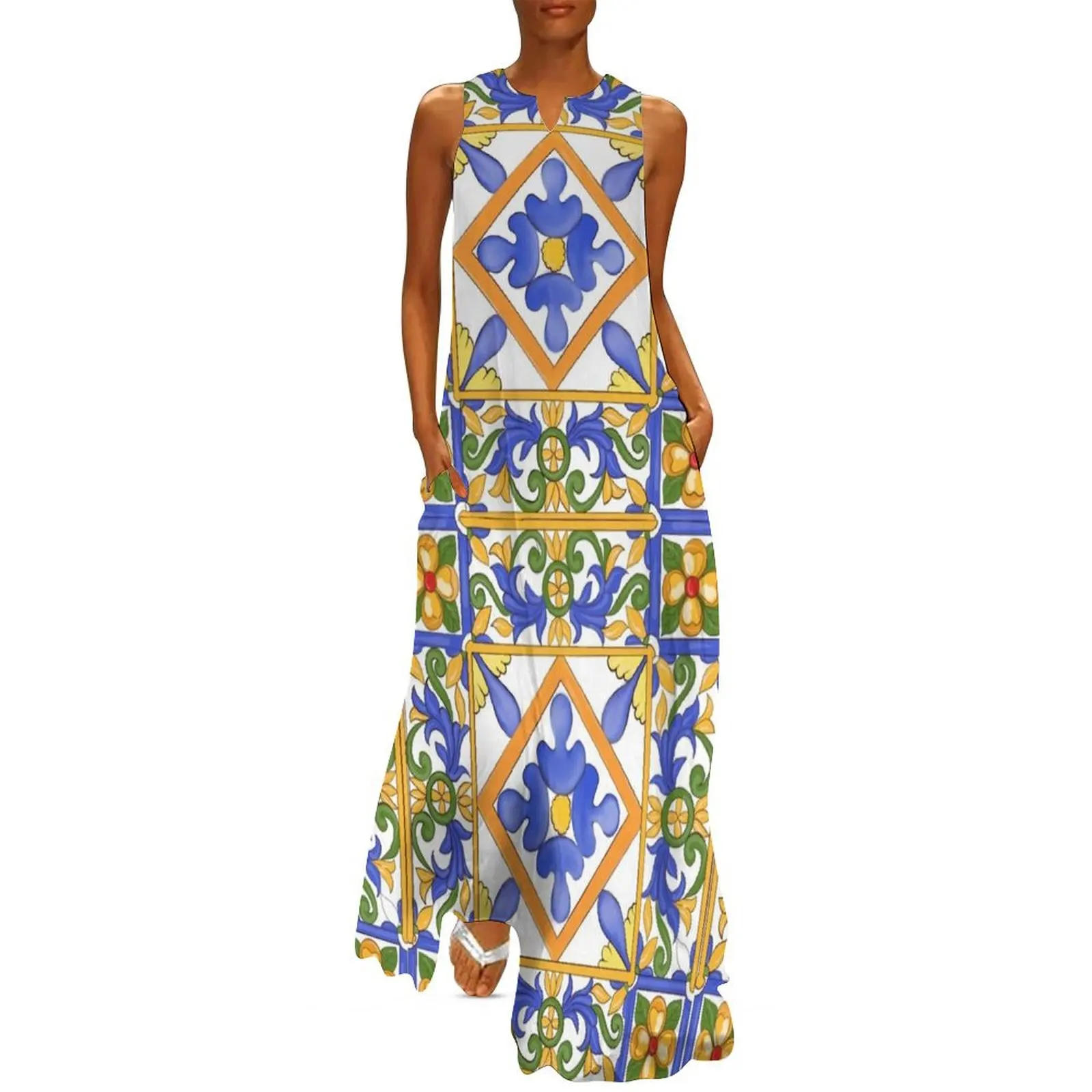 Citrus,Sicilian style summer decor pattern Long Dress women dresses dress for woman Dress