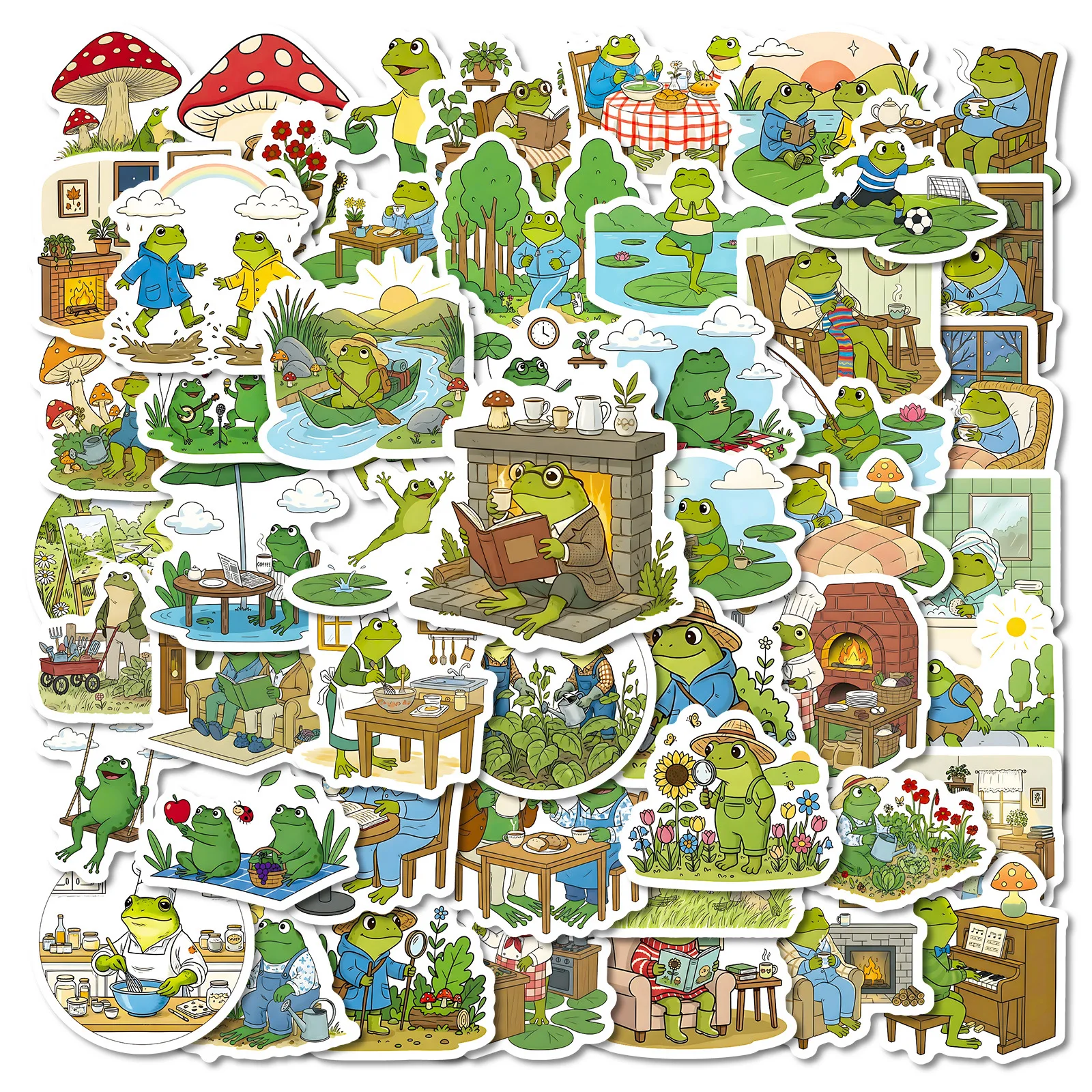 56 pçs bonito sapo rotina diária adesivos dos desenhos animados engraçado graffiti decoração diy notebook mala guitarra geladeira telefone decalques