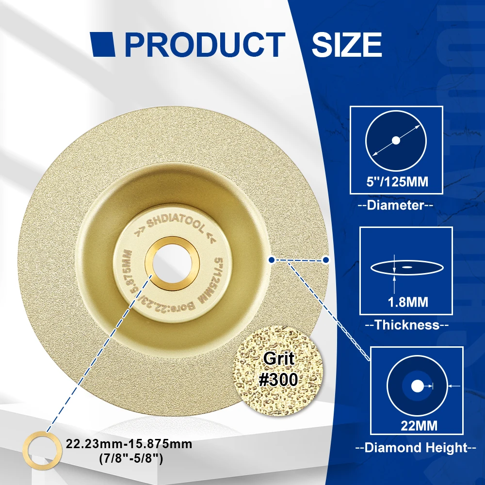 SHDIATOOL Dia125mm قطع الماس طحن كأس عجلة ملحومة Dekton الرخام الرملي القرص الخزف سيراميك 5 بوصة القاطع