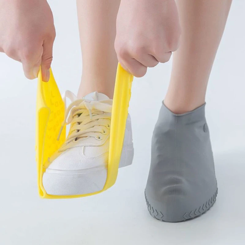 1Pair S/M/L/XL Silicone WaterProof Shoe Covers Slip-resistant Rubber Rain Boot Overshoes Accessories for Outdoor Rainy Day