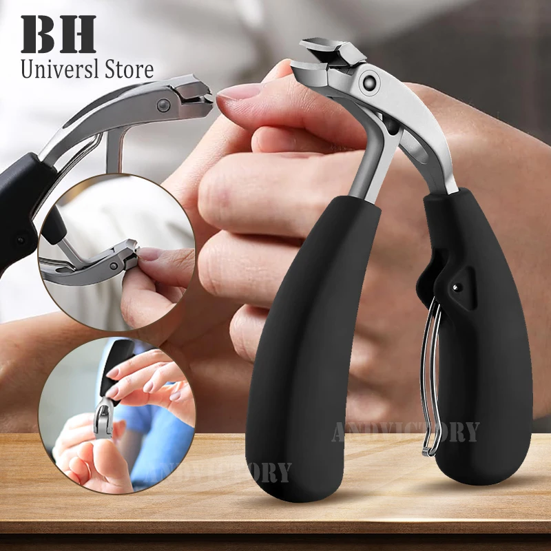 

1Pcs Angled Toenail Clippers for Thick or Ingrown Toe Nails Sharp Slanted-Curved Blade Trimmer Rubber Handle Fingernail Cutter