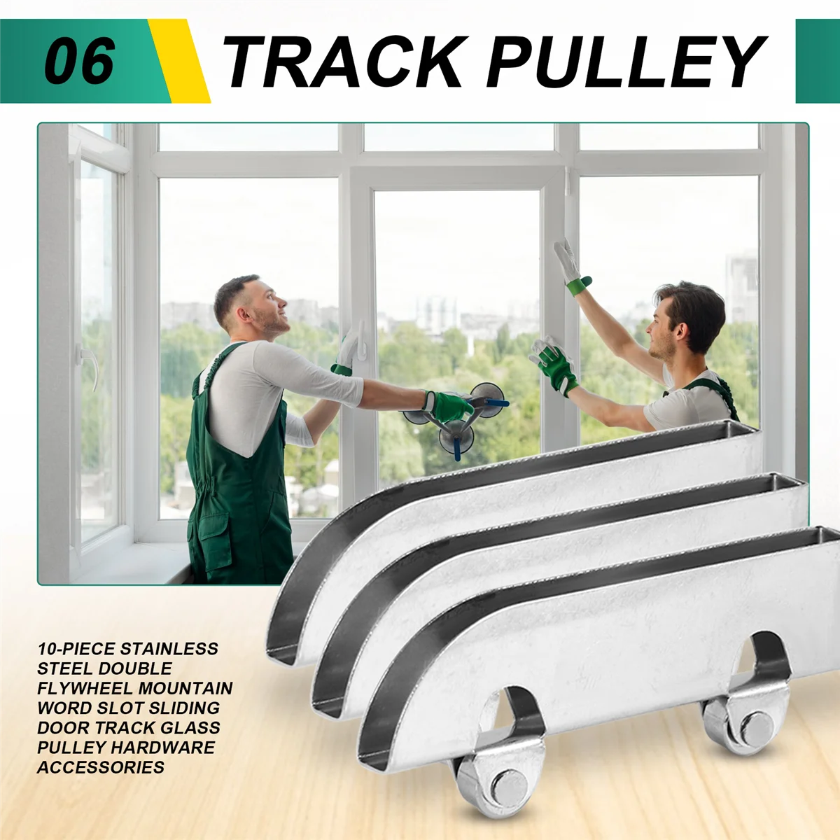 

A06K, 10 шт., двойной маховик из нержавеющей стали, горное слот, раздвижная дверь, дорожка, стеклянный шкив, фурнитура, аксессуары