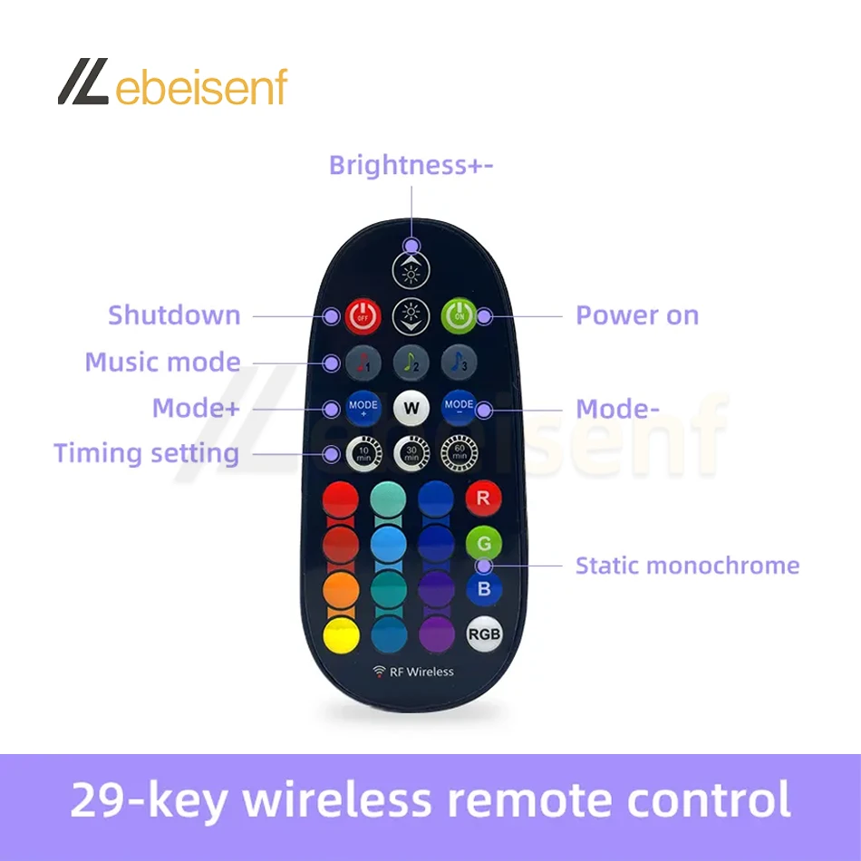 Smart Bluetooth RGB Dimmer Controller DC 5V 12V 24V 30A and 29-Key Wireless RF Remote for 5050 2835 COB Colorful LED Strip Light