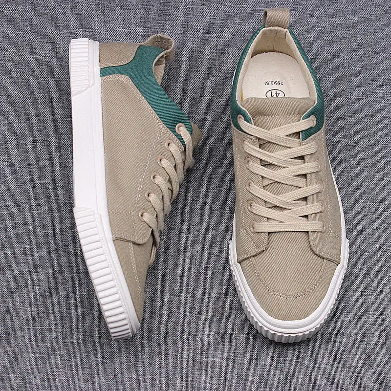 ZapatillasMen Spring Canvas Shoe New Breathable Lace Up Casual Men Versatile Flat Bottomed Cloth Shoe Anti Skateboard Shoe Tenis