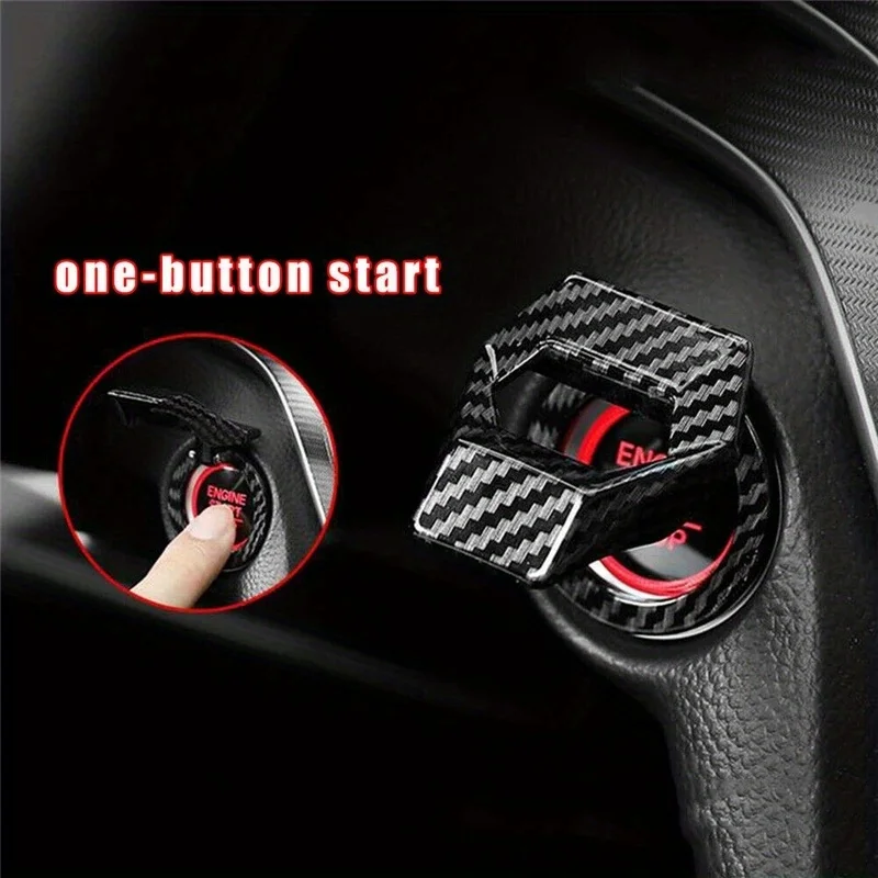 Car Engine Start Stop Switch Button Cover Decorative Auto Additions Push Button Sticky Cover, Without Battery