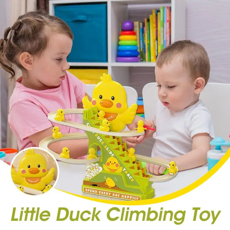 البط الصغيرة تسلق اللعب البط المسارات الشريحة مجموعات الالعاب مع الموسيقى التعليمية التفاعلية الحيوان الكرتون سباق متعة للأطفال