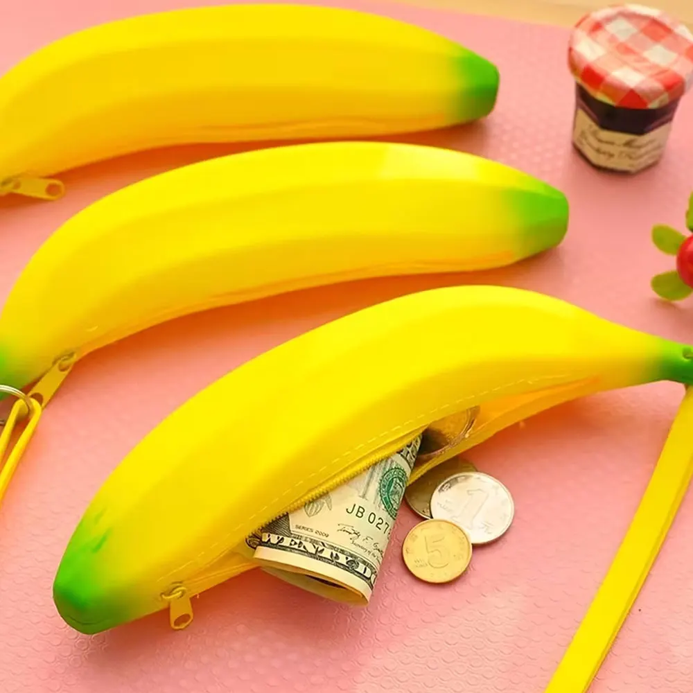 1Pc Creative Banana Zipper Coin Purse, Handheld Banana Coin Purse, Simulated Fruit Ornament