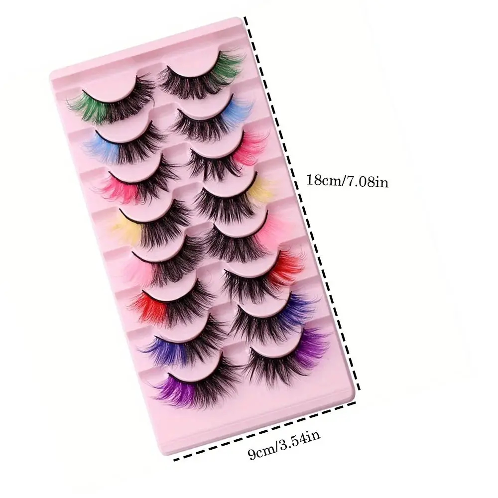 8-Pair Set Colorful False Eyelashes Reusable Synthetic Mink Individual Lashes Cosplay Dramatic Mink-Like Lashes Performance