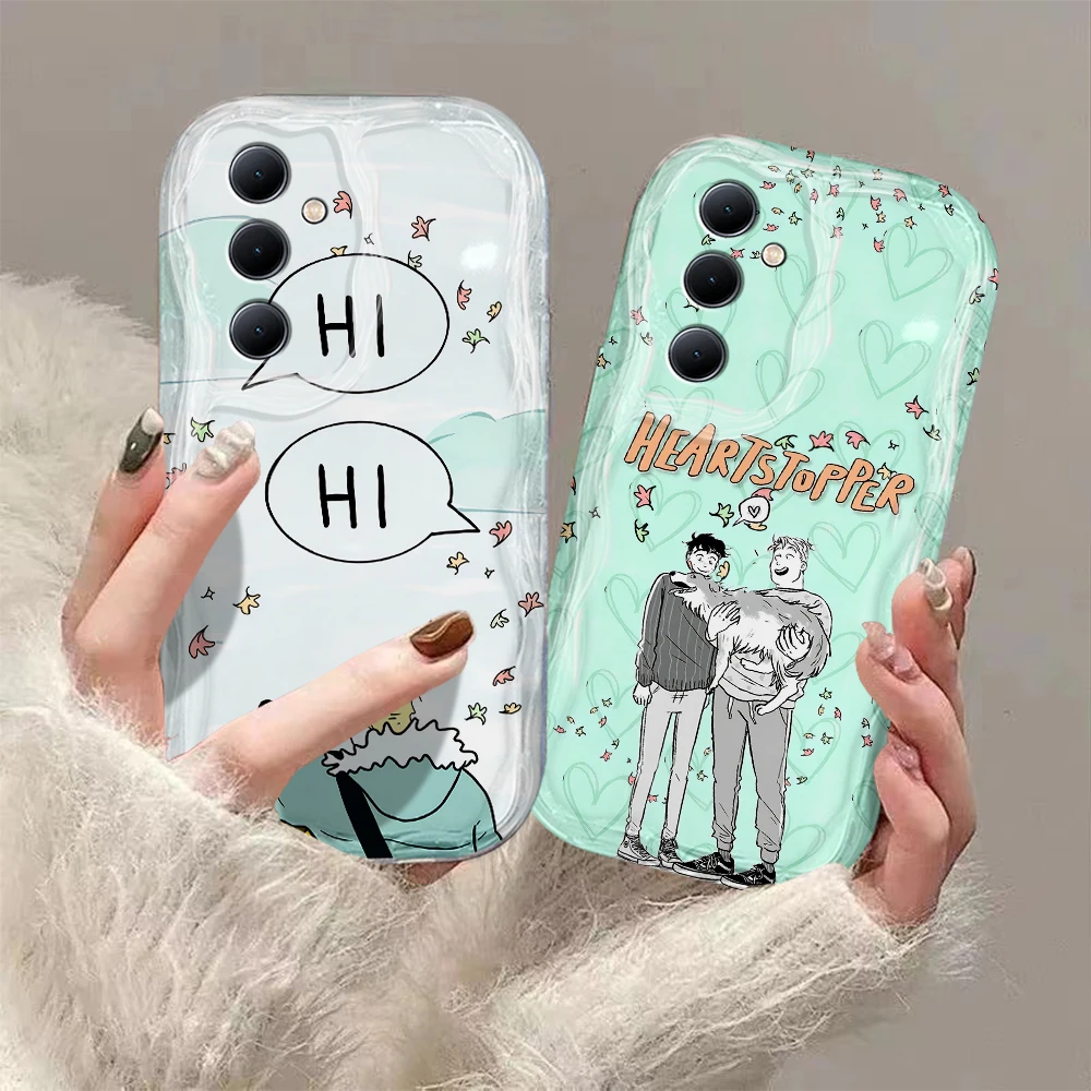 Cartoon Heartstopper 3D Wave Phone Case For Samsung Galaxy S24 S23 S21 S20 FE Plus Ultra 4G 5G Soft Silicone Back Cover