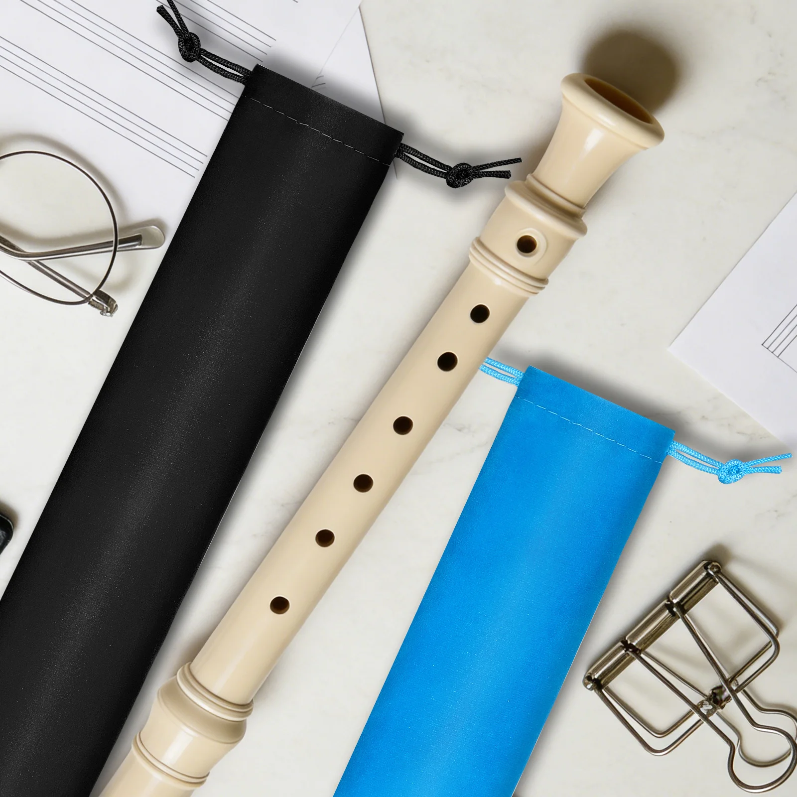 Custodia per flauto da 3 pezzi Custodia per registratore con coulisse Borsa per clarinetto per strumenti musicali