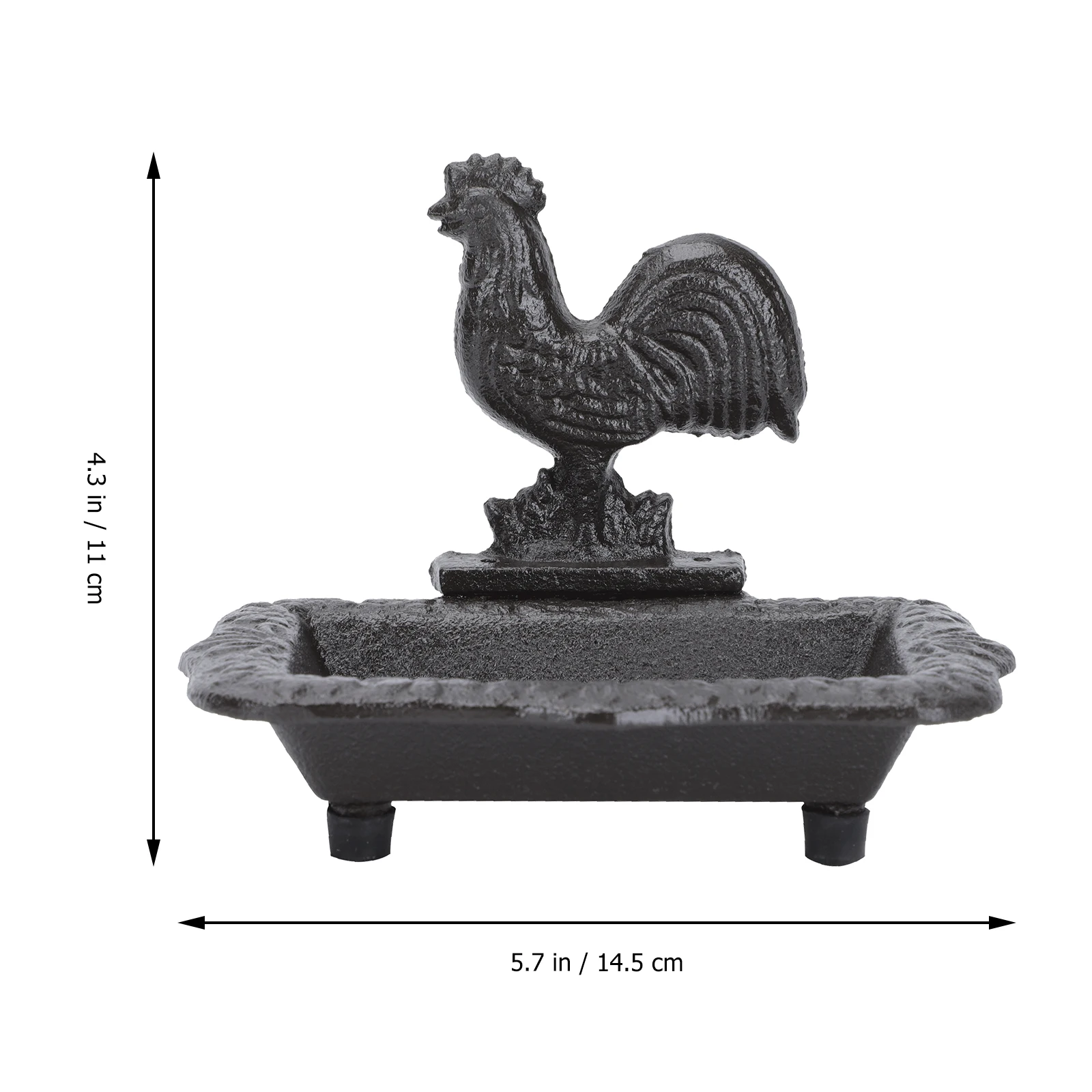 

Retro Rooster Soap Box Iron Holder Black Drain Pipe Cast Decorative Dish for Bar Vintage Bathroom Non Rust Compact Light Weight