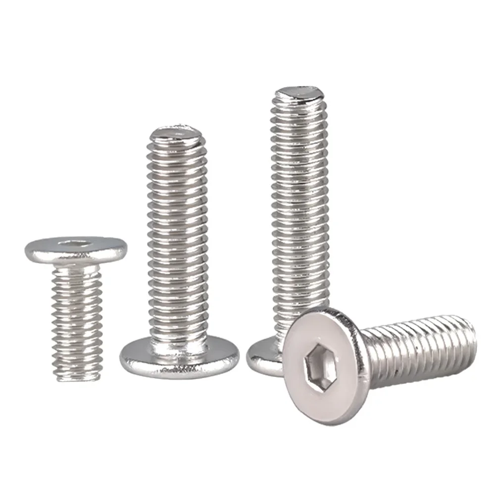 5-50pcs 304 Stainless Steel M1.6 M2 M2.5 M3 M4 M5 M6 M8 Hex Socket Ultra Thin Super Low CM Flat Wafer Head Screw Bolt