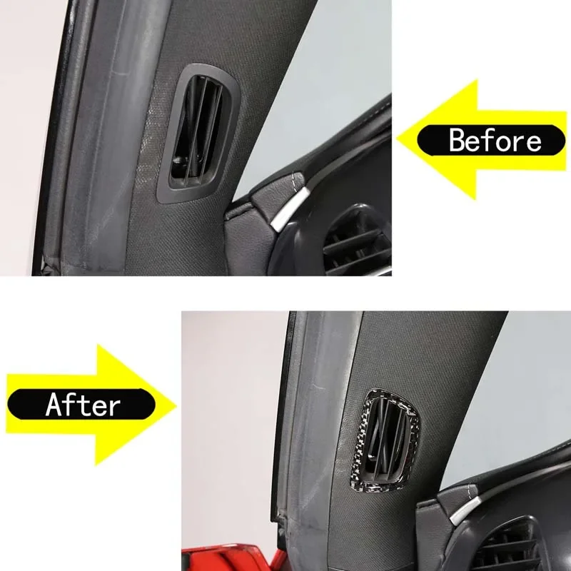 

2Pcs Soft Carbon Fiber For 2014-2019 Chevrolet Corvette C7 Car Styling A-pillar Air Conditioner Outlet Frame Sticker Car Parts