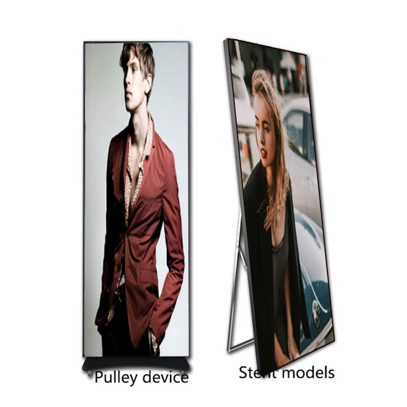 Layar Poster LED Lipat yang Dapat Dilepas untuk Promosi di Pusat Perbelanjaan, Mesin Iklan Elektronik Cermin Pintar yang Berdiri di Lantai