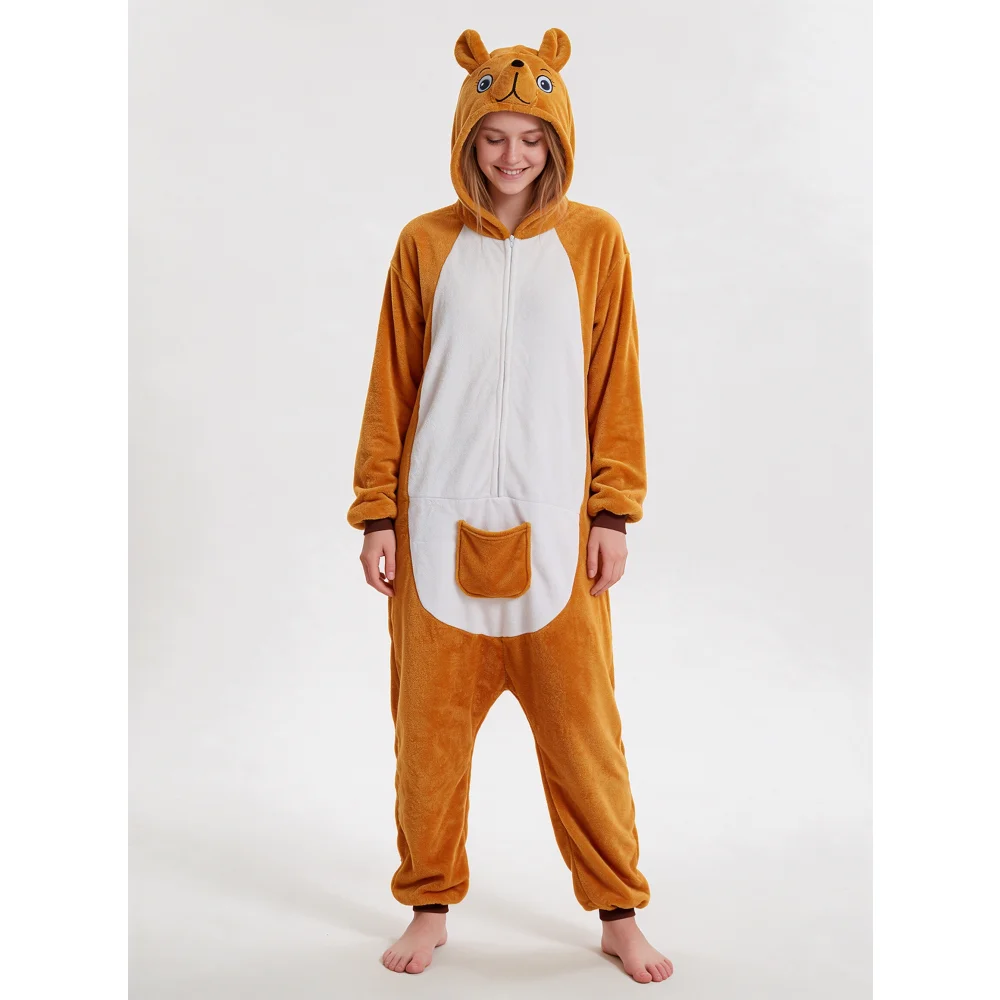 Flannel monkey animal jumpsuit cartoon unisex home uniform autumn and winter warm nightgown Halloween performance costume