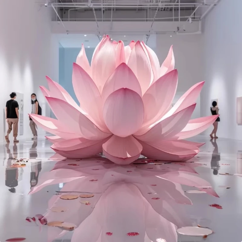 

Large lotus luminous landscape decoration clock in shopping malls