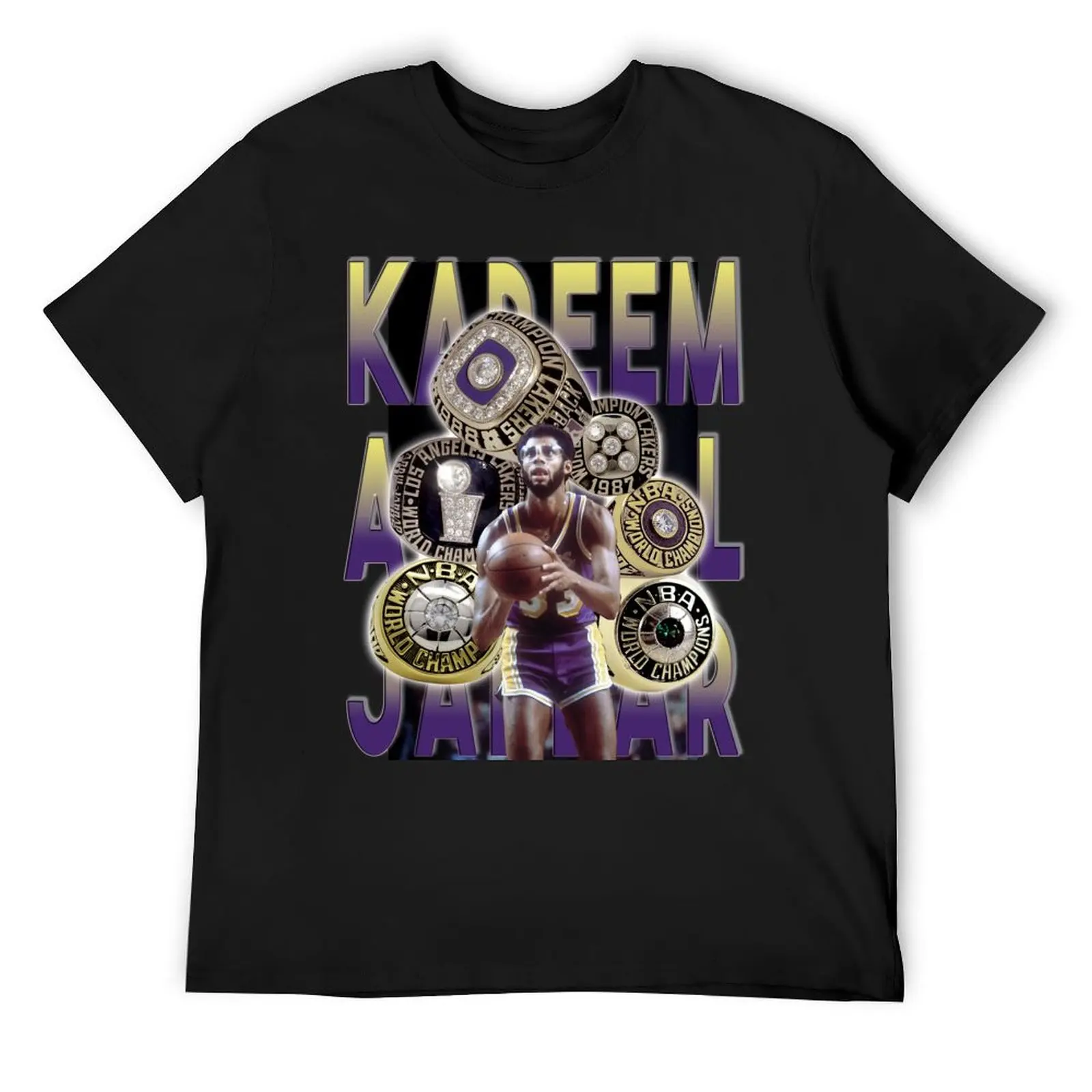 Kareem Rings TEXT T-Shirt anime tshirt basketball graphic tees customs t shirts for men pack