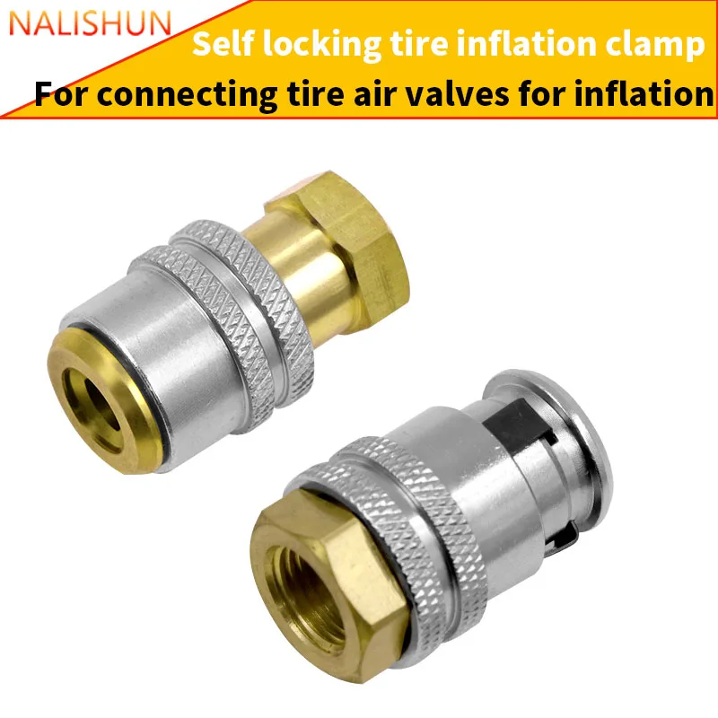 Solid Copper Self-Locking Tire Air Chuck Inflation Nozzle 0.8 /0.6Inner Thread Leak-Free Adapter For Vehicle Tire Inflator Gauge