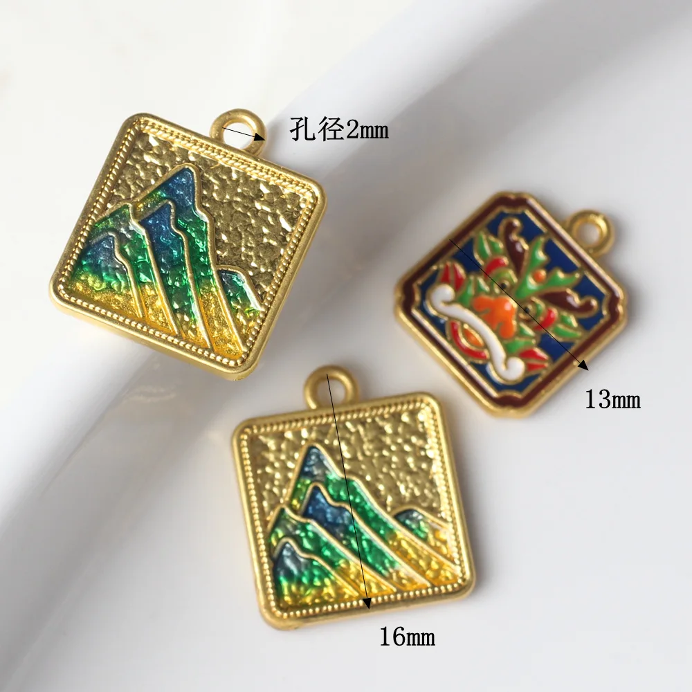 10pcs/lot Zinc Alloy Enamel Pendant Square Faucet Pendant for Diy Necklace Bracelet Earrings Making Accessories