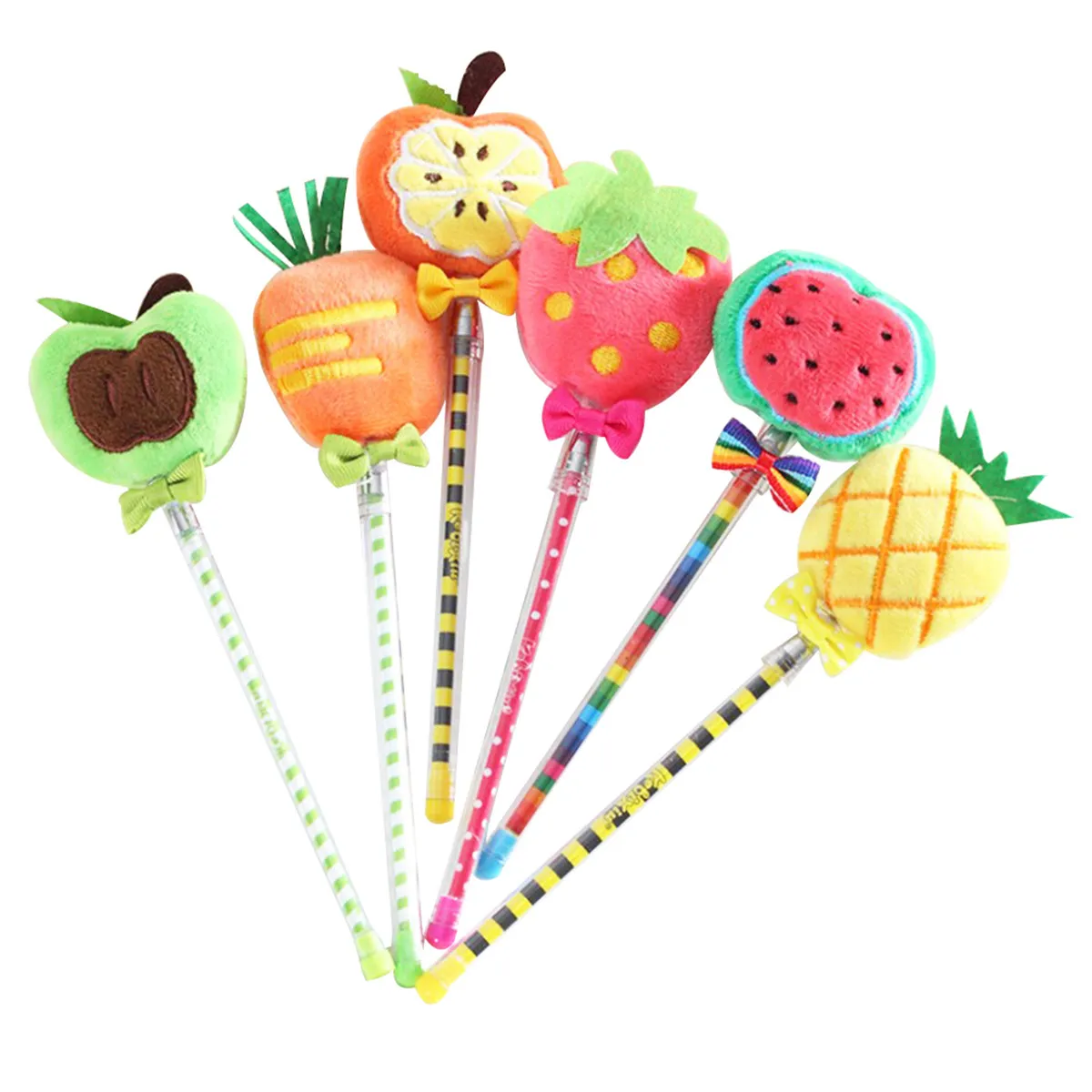

6Pcs Fruit Cartoon Ballpoint Pen Cute Gel Ink Black Ink Pen for Students School Supplies Lovely Writing Gift Set