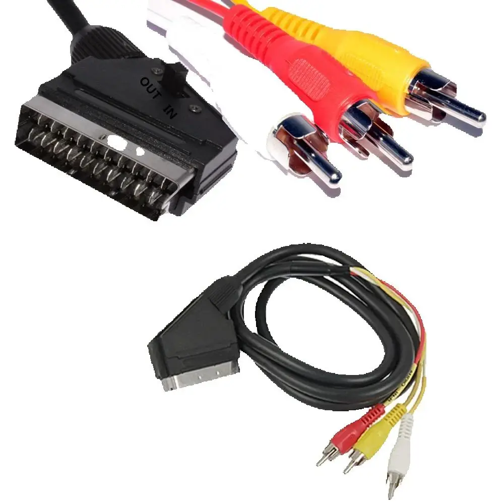 1.5M RGB SCART Plug Male to 3 RCA Female A/V Adaptor Converter Scart to RCA Triple 3 x Phono Cable Composite Audio Video Lead