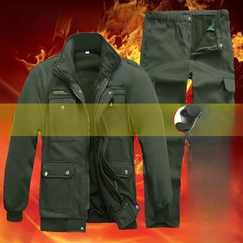 thickened-cotton-thread-fleece-lined-workwear-men's-set-winter-cold-resistant-warm-welding-automotive-repair-camoufl