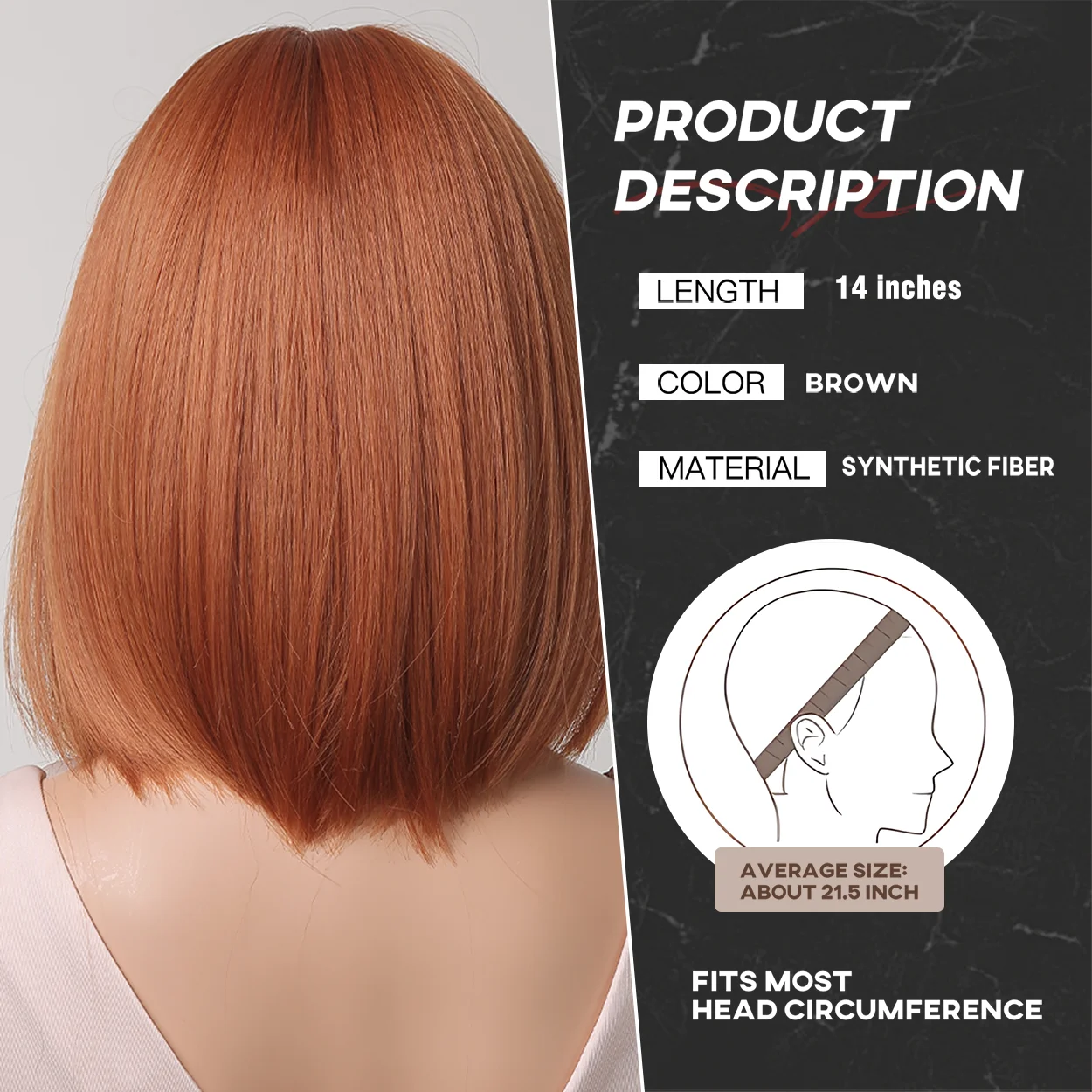 Short Orange Synthetic Wig Straight Bob Ginger Hair Wig With Bangs For Women Halloween Cosplay Wigs Multicolor Wig For Punk Girl