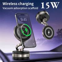 Magnetic Wireless Charger Stand 15W 2-in-1 Charging Stand 360° Foldable Vacuum Suction Phone Mount Stand Magnetic Phone Holder