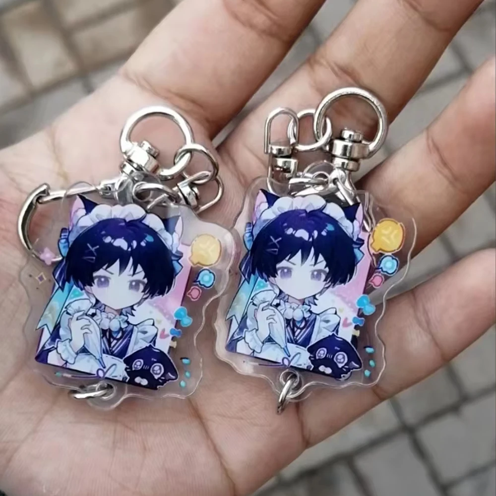 Genshin Impact Scaramouche Maid Cat Acryl-Schlüsselanhänger Wanderer Anime Cartoon Anime-Anhänger Schlüsselring Rucksack-Schmuck Geburtstagsgeschenk