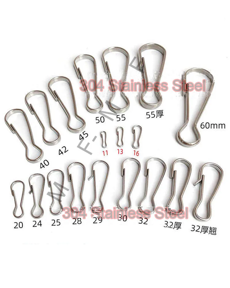 2-100PCS 304 Stainless Steel Lanyard Snap Clip Hooks Metal Spring Gourd Purse Buckle Connector For DIY Keychain Zipper Accessory