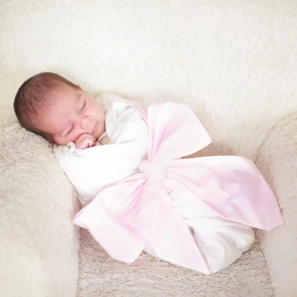 Cotton Newborn Wraps Bowknot DIY Photography Props Infant Swaddle Bowknot 7 Colors Butterfly Knot Decorative Band For Girl Boy