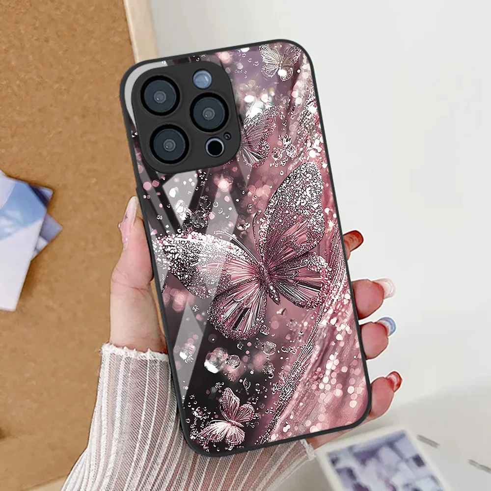 Чехол для телефона из закаленного стекла для iPhone 17 Pro Max Чехол для iPhone 13 16 15 11 12 14 Pro Max 16E 17 Air XR SE 7 8 Plus Противоударный чехол