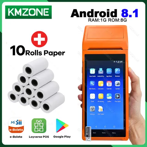 Android 8.1 POS PDA Loyverse-system Inbyggd 58 mm kvittoskrivare Bluetooth Wifi handhållen terminal pekskärm med 10 rullar 12 best sales POS-terminalmaskin - №11