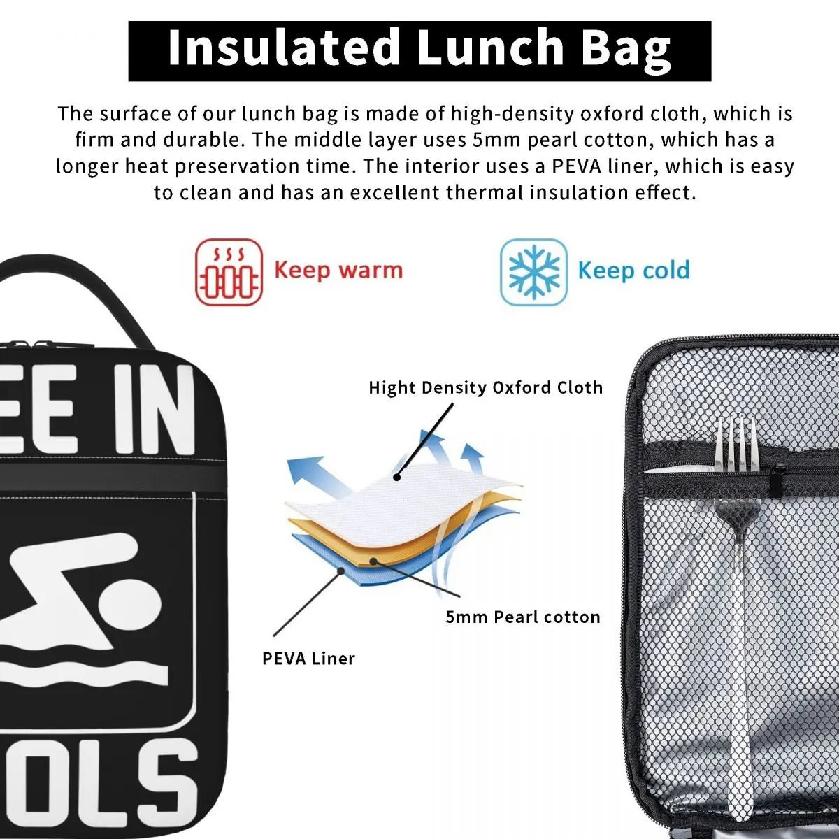 Lunch Bag isolado, Eu mijo em piscinas, Tote Food Handbag