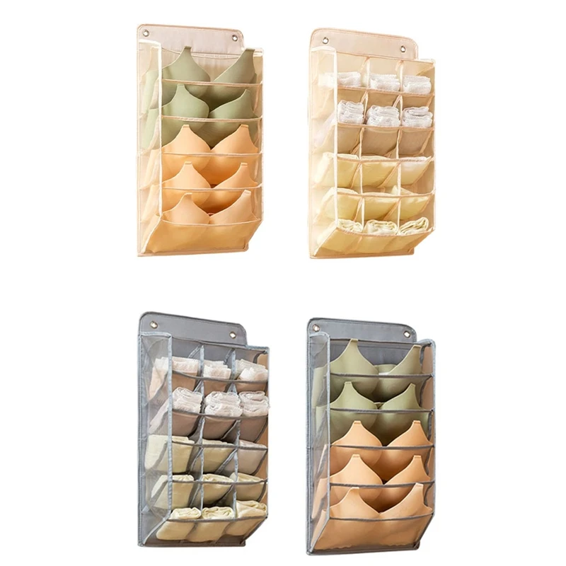 15/5 Grids Bra Underwear Compartment Bag Wardrobe Socks Garments Holder Bag Wall Hanging Clothes Storage Box Hanger Bag