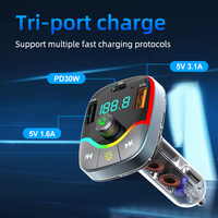 Bluetooth 5.3 FM Transmitter 3 Port Car charge Handsfree Car Radio Modulator PD+3.1A Double USB Phone Charger Quick Charging