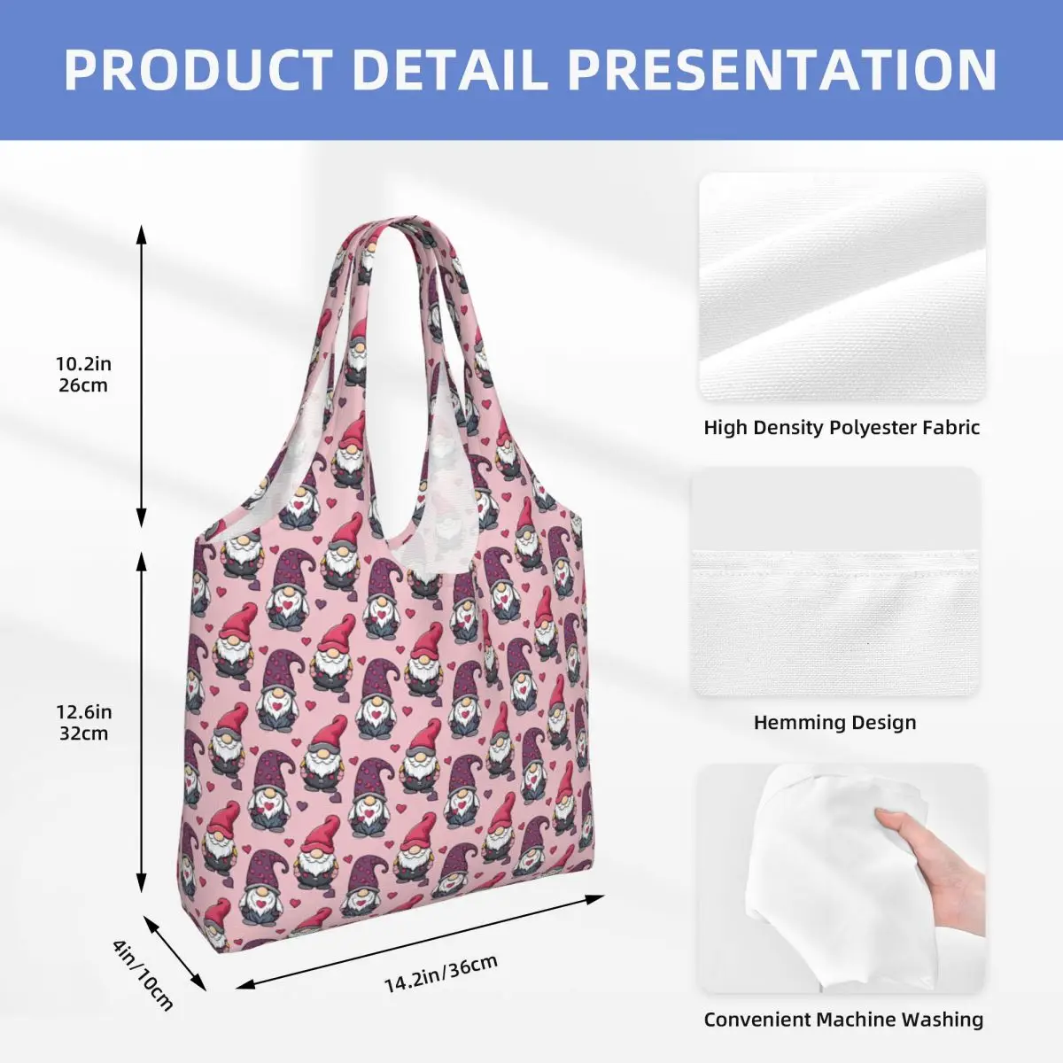 Christmas Dwarf Large Capacity Canvas Tote Bag For Women, Single Shoulder Commuter Work Bag Eco-Friendly Shopping Messenger Bag