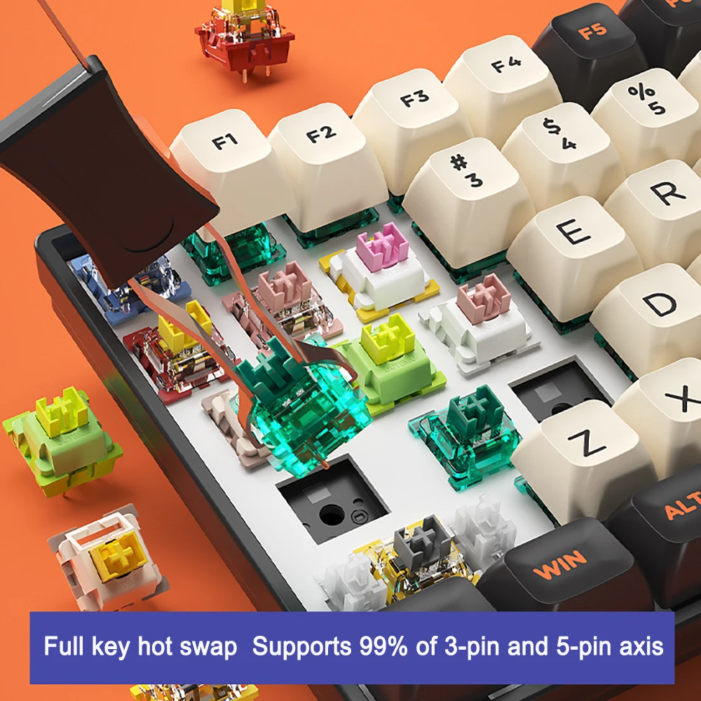Mechanical Keyboard KIT 3Mode RGB Backlit Gasket Structure Gaming Satellite Axis Full Key Hot Swap Keyboard Upper Position Light