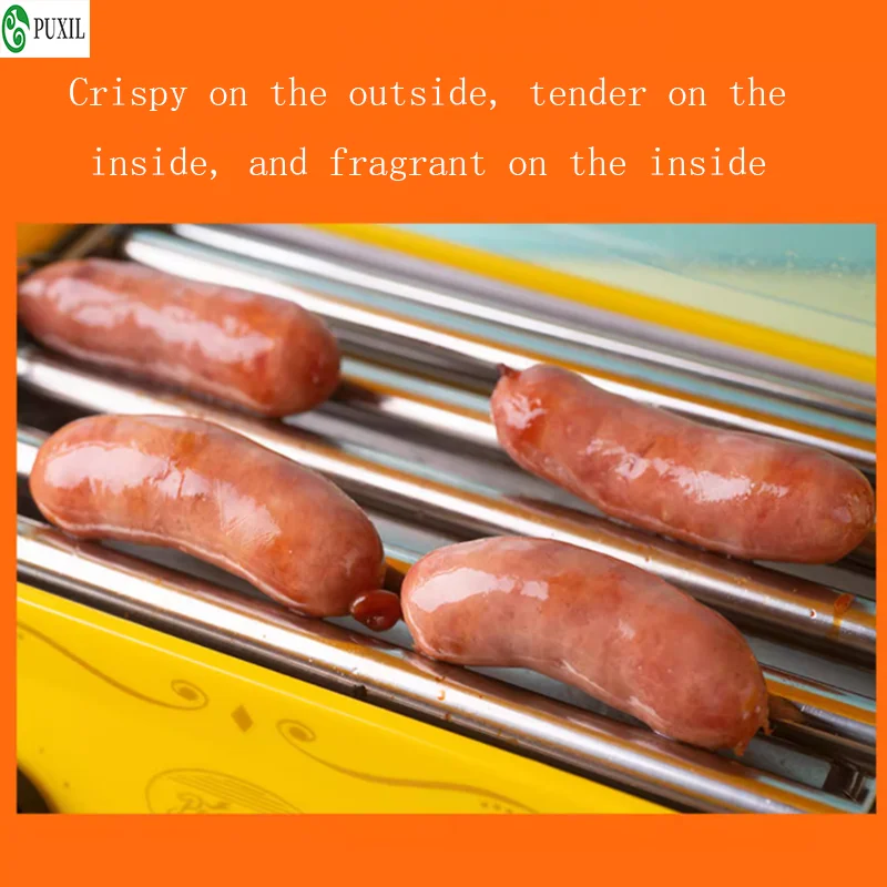 220V Electric Hot Dog Grill Sausage Machine Stainless Steel Automatic Commercial Chicken Wings Baking Barbecue Machine Home