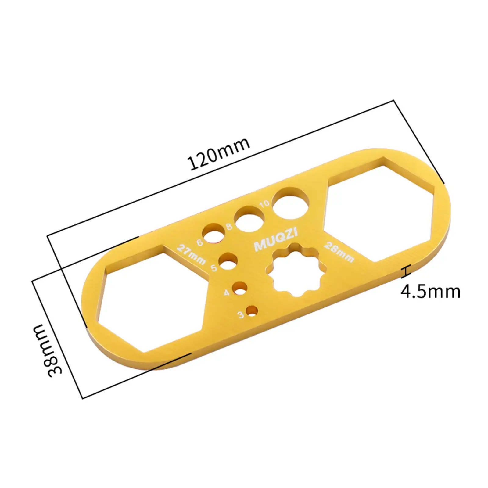 Bicycle Fork Cap Wrench Spanner Aluminum Alloy Sturdy with Thread Measuring Hole Bike Repair Tool Bike Front Fork Caps Wrench image 6