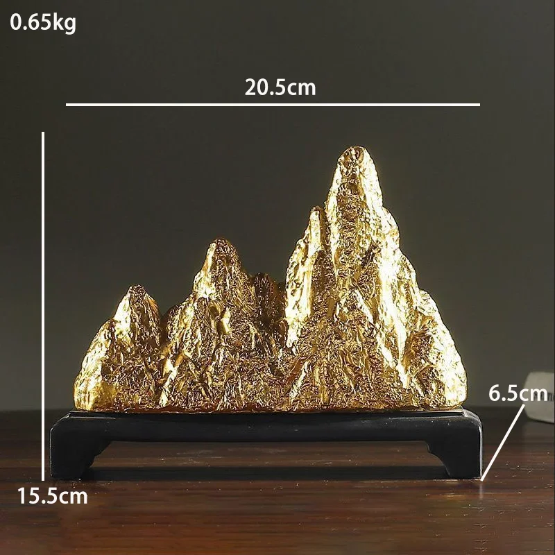 Modern Feng shui Golden Rockery Ornaments Office Desktop Plants Fortune Sculpture Art Crafts Decoration Home room Accessories