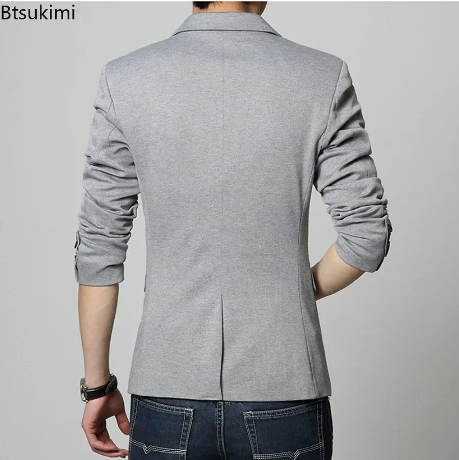 2026 Men Clothing Fashion Classic Suit Jacket Solid Color Slim Single Button Business Casual Blazers for Men All-match Suit Tops